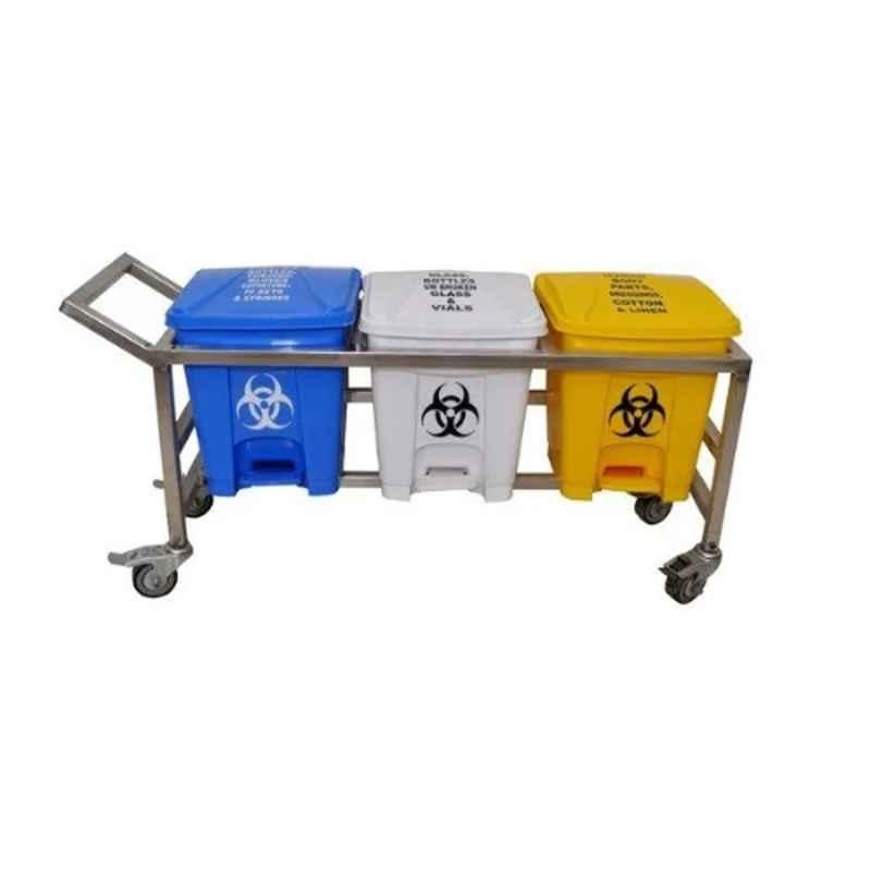 Wellsure Healthcare 3 Pcs 20L Waste Bin Trolley Set, WSH-1505