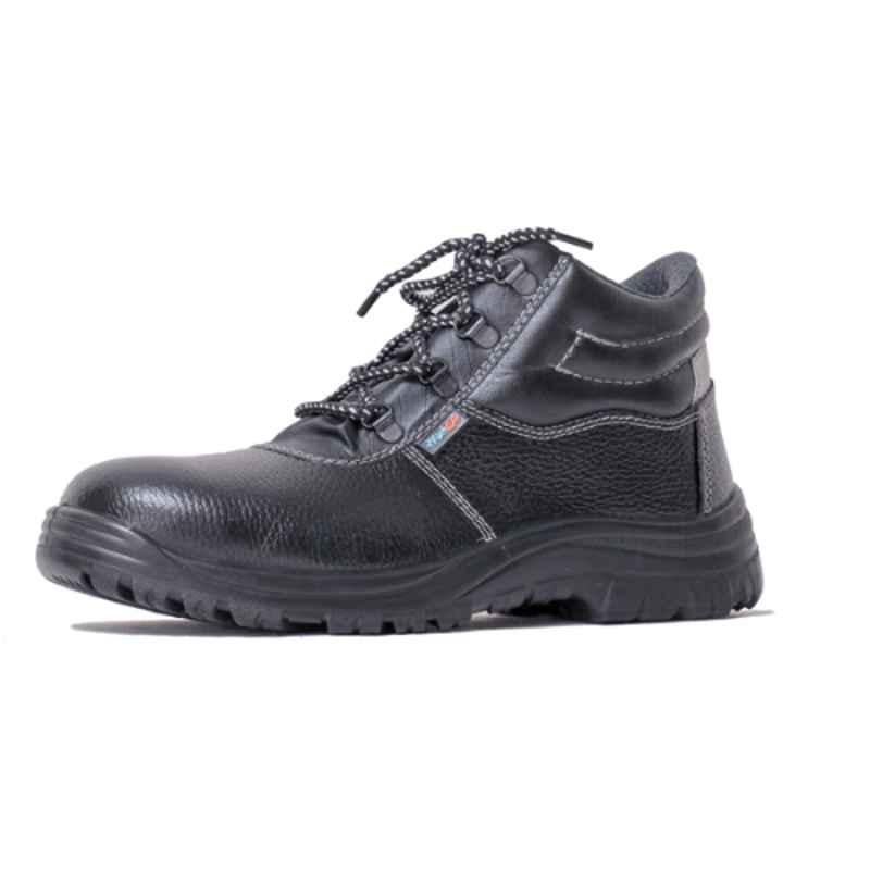 High Lite HL-1009 Leather Steel Toe Black Industrial Work Safety Shoes, Size: 5