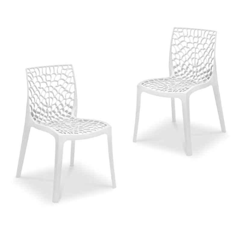 Maharaja Wave 43x79.5x49cm Plastic White Outdoor Chair without Arm Rest (Pack of 2)