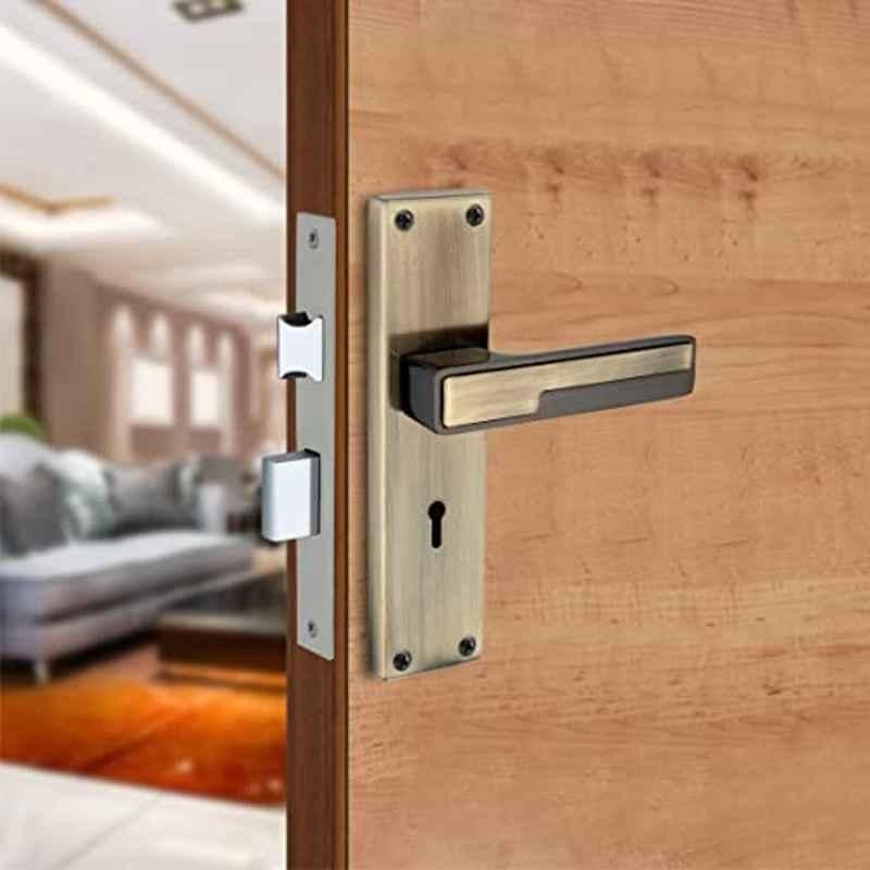 Screwtight 8 inch Iron Antique Brass Finish Heavy Duty Mortise Handle Door Lock Set, AZMPH0007-BA