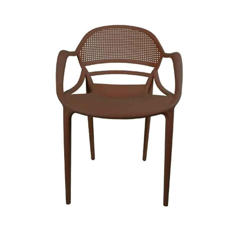 Diya Sunset Brown Solid Back Plastic Chair with Arm