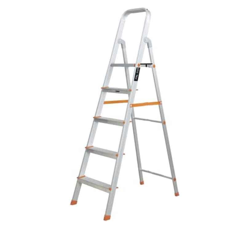 Plantex Aluminium Orange & Silver 5 Step Anti Skid Ladder, APS-681