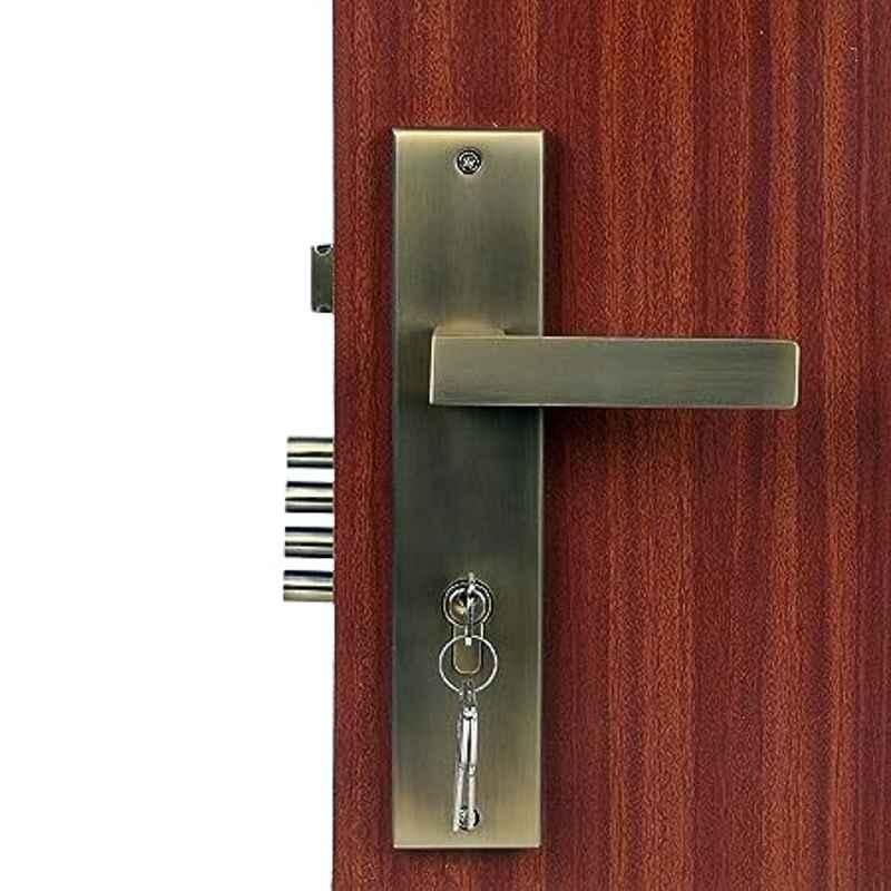 Handle Waala LB10003 10 inch 60mm Stainless Steel Antique Brass Finish Cylindrical Plate Both Side Key Mortise Door Lock Set