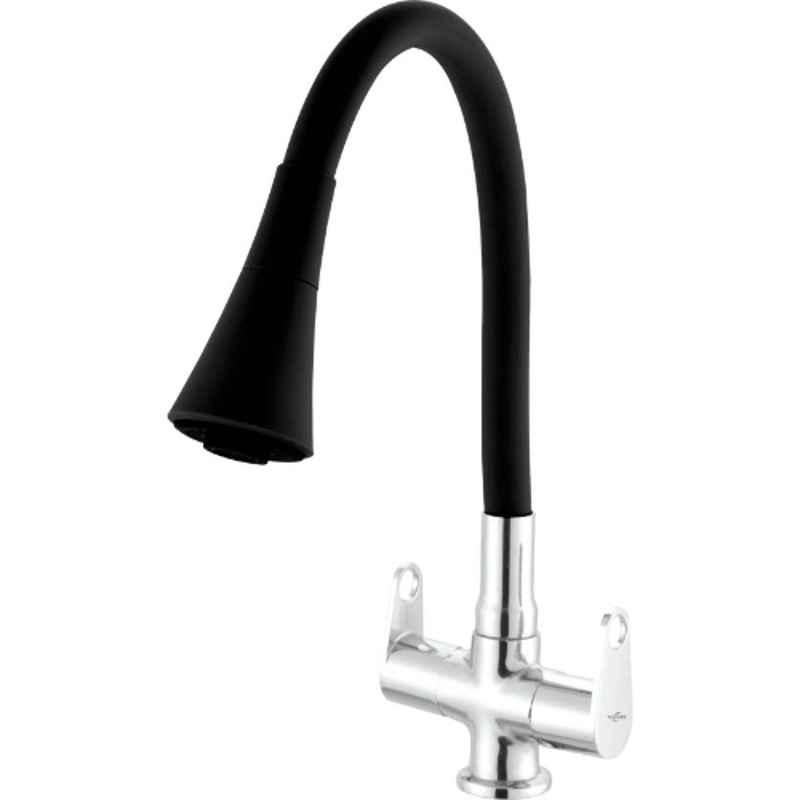 Neelkund Eva Smart Plus Brass Black Flexible Hot & Cold Water Dual Flow Basin Mixer with 360 deg Swivel Spout
