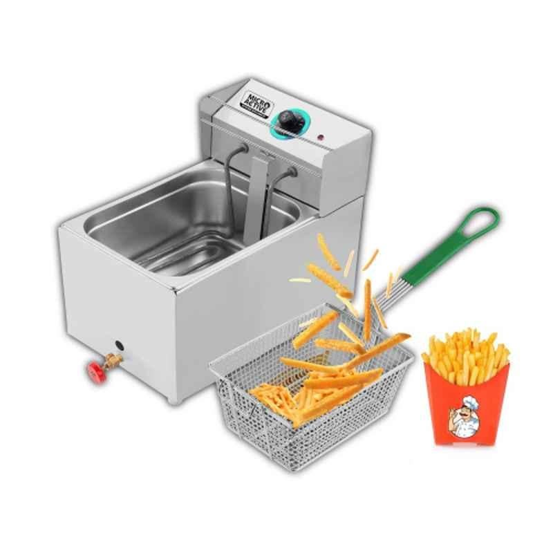 Microactive 5 Litre Stainless Steel Electric & Gas Deep Fryer with Double Wall Tank & Variable Temperature Controller