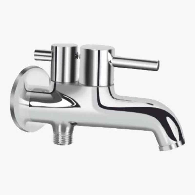 Kerovit Nucleus Silver Chrome Finish 2 Way Bib Tap with Flange, KB111005