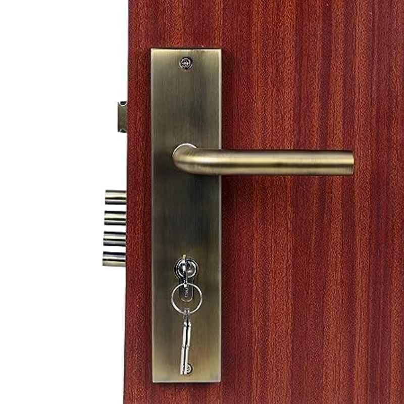 Handle Waala MG1106 10 inch 60mm Stainless Steel Antique Brass Finish Cylindrical Plate Both Side Key Mortise Door Lock Set