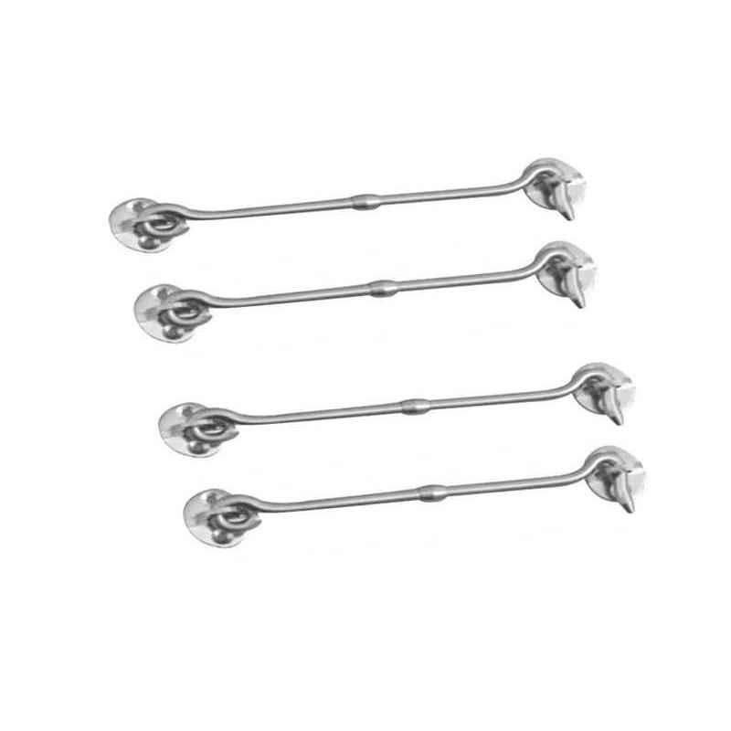 Smart Shophar 4 inch Stainless Steel Silver Round Gate Hook, SHA40GH-ROUN-SL04-P4 (Pack of 4)