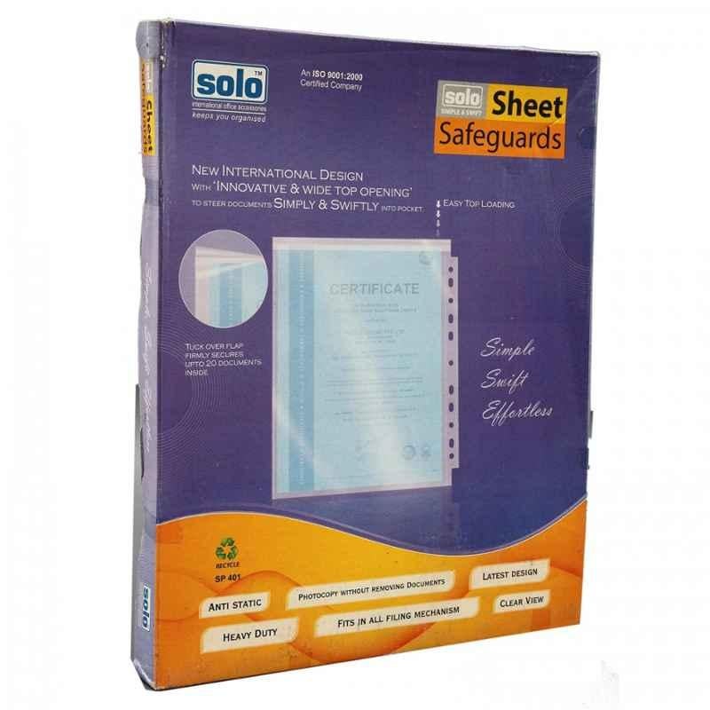 Solo Safeguards A4 Transparent Sheet Protector with 4 Side Closure, SP 401 (Pack of 100)