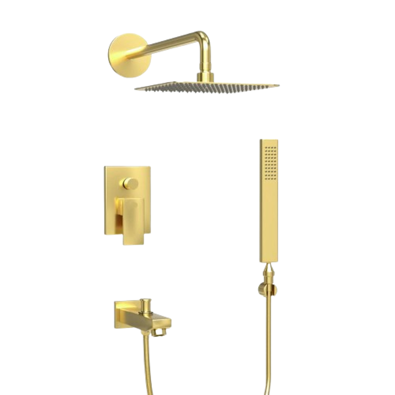 IRIS Elixir 5633 3 Pcs Brass Gold Coated Divertor, Hand Shower & Shower Head Set