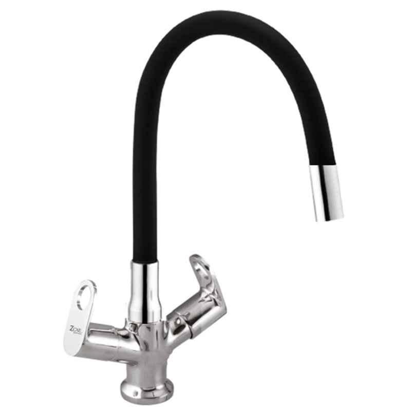 Zoie Orneo Brass Black Chrome Finish Single Flow Basin Mixer with Swivel Spout, Z31043