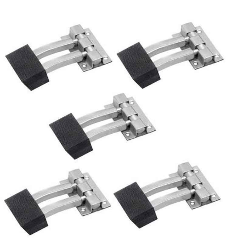 Nixnine 3 inch Stainless Steel Double Floor Door Stopper with Rubber Tip, SQR_DBL_A-520_5PS (Pack of 5)