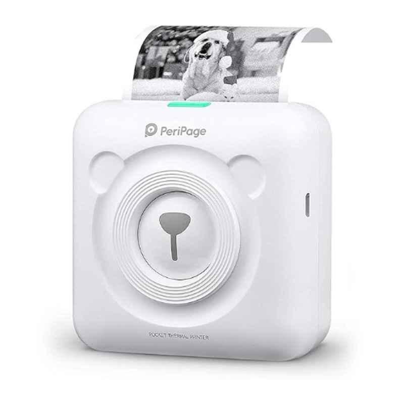 RIITEK PeriPage Bluetooth Thermal Label Printer Inkless Portable Pocket Printer with Paper Roll,1000mAh Battery and 1 Year Warranty (White)