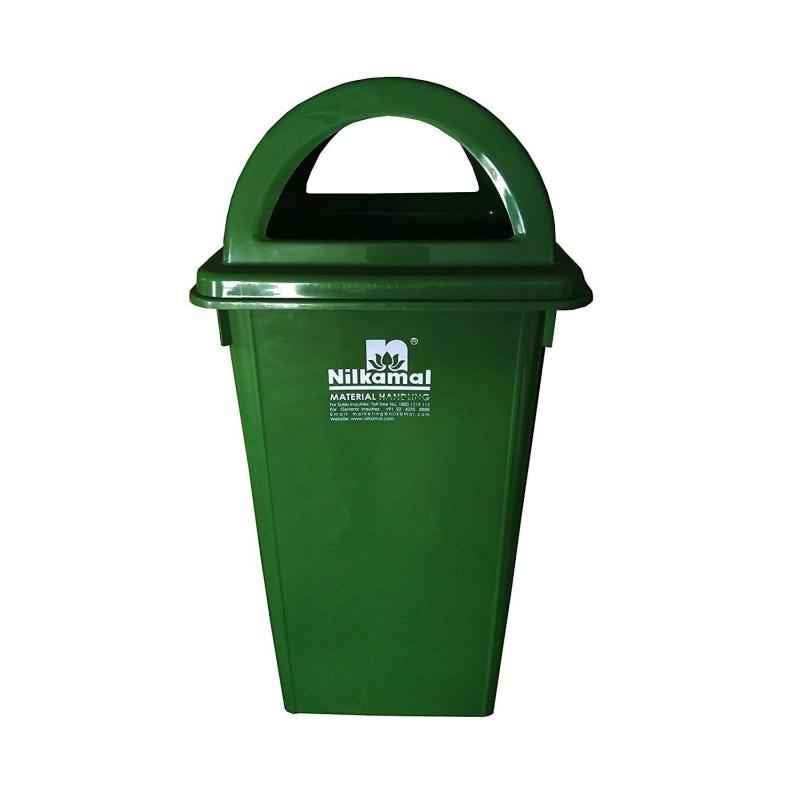 Nilkamal 80 Litre Green Virgin Plastic Dustbin, RFLB80L1, Dimension: 75x43x43 cm
