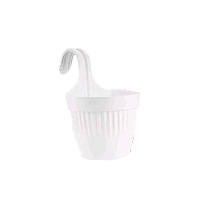Gardens Need 11.5x18x26.5cm 100% Virgin Plastic Dzire Pot-07 White Hanging Planter, (Pack of 5)