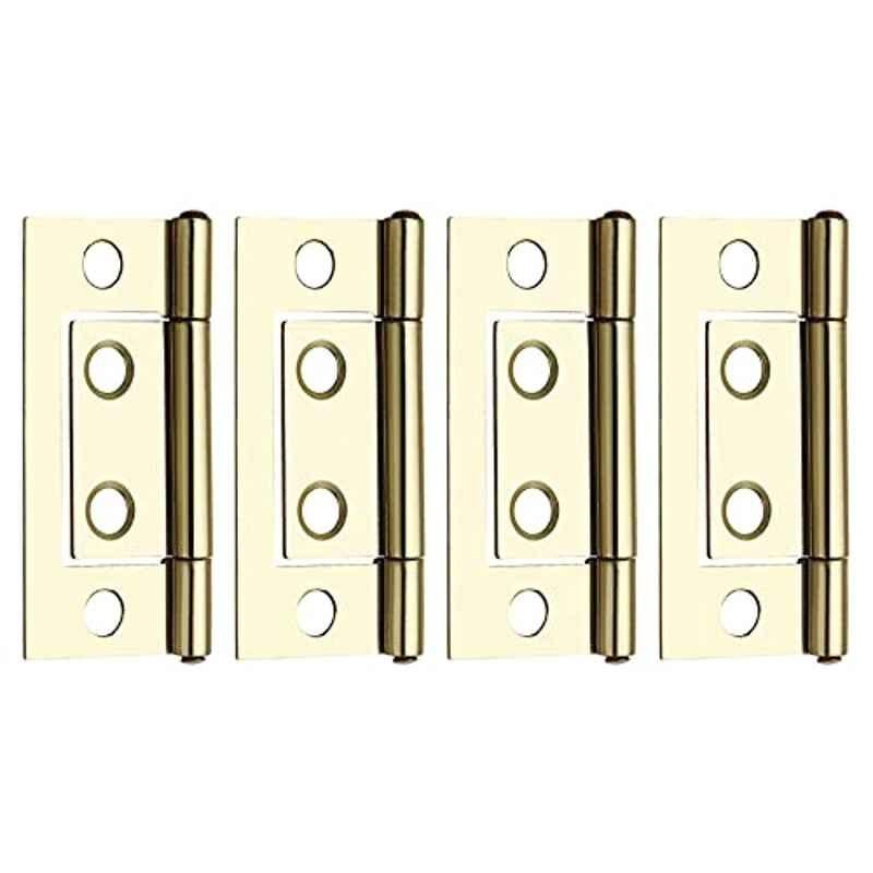 Screwtight 2 inch Iron Brass Effect Finish Cabinet Flush Hinge, â€ŽS170702EB-4 (Pack of 4)