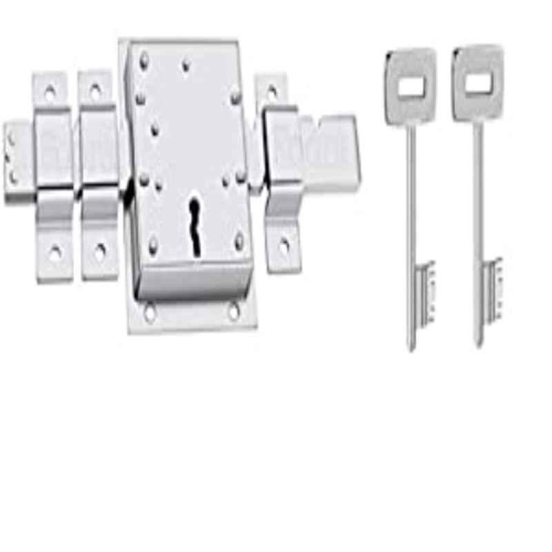 Onmax Silver Both Side Inter Lock with 10 Chaal & 3 Plate for Main Gate & Godown, SMG01