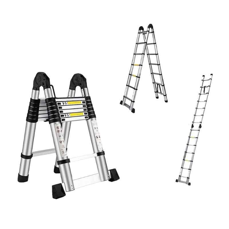 Welbuilt 150kg 14 Step Stainless Steel 5.6m Extended Height A Type Multipurpose Telescopic Ladder