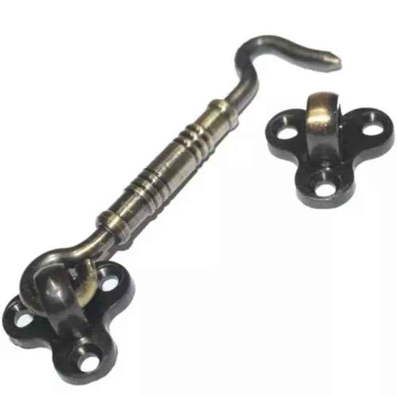 RiseOm 5 inch Brass Flower Eye Gate Hook, EW-F8LR-DCAX (Pack of 2)