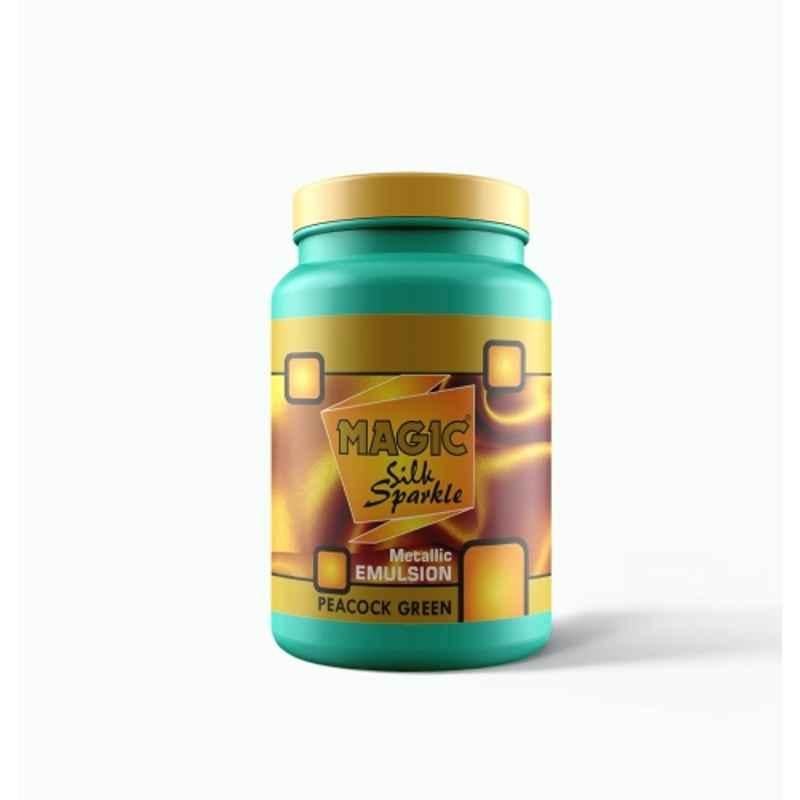 Magic Paints Silk Sparkle 1 Litre Peacock Green Metallic Emulsion Acrylic Paint