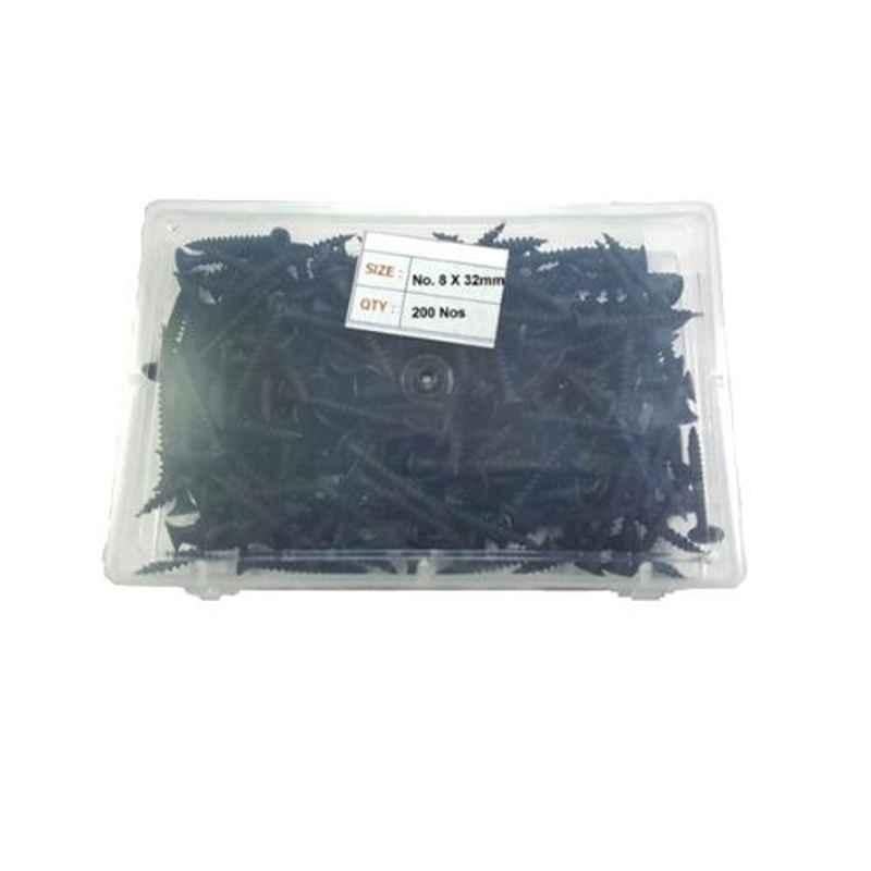 GSK Corporation 200 Pcs 8x32mm Black Oxide Finish Phillips Drive Screw Set