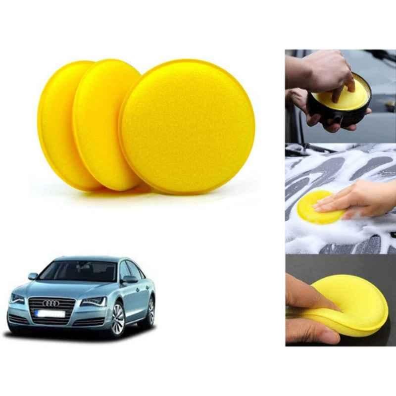 Auto Pearl Polyurethane Beige Washing & Waxing Polish Foam Sponge for A8 (Pack of 3)