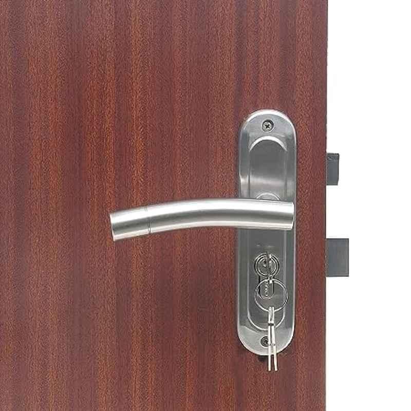 Homexpert MG1102 Stainless Steel Satin Finish Round Plate Heavy Duty Mortise Door Lock Set