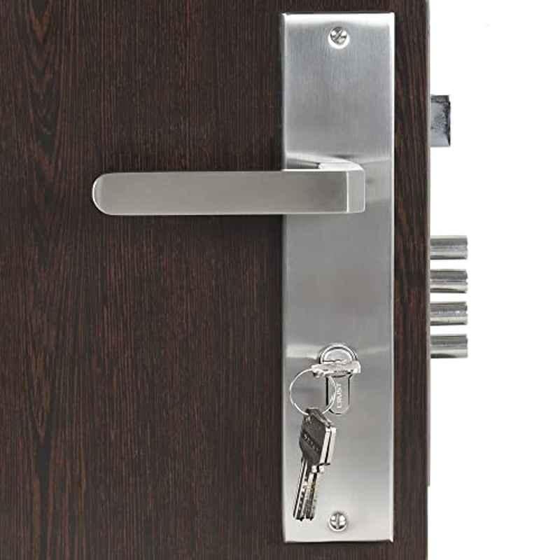 Homexpert LB303 10 inch 60mm Stainless Steel Silver Cylindrical Plate Both Side Key Mortise Door Lock Set
