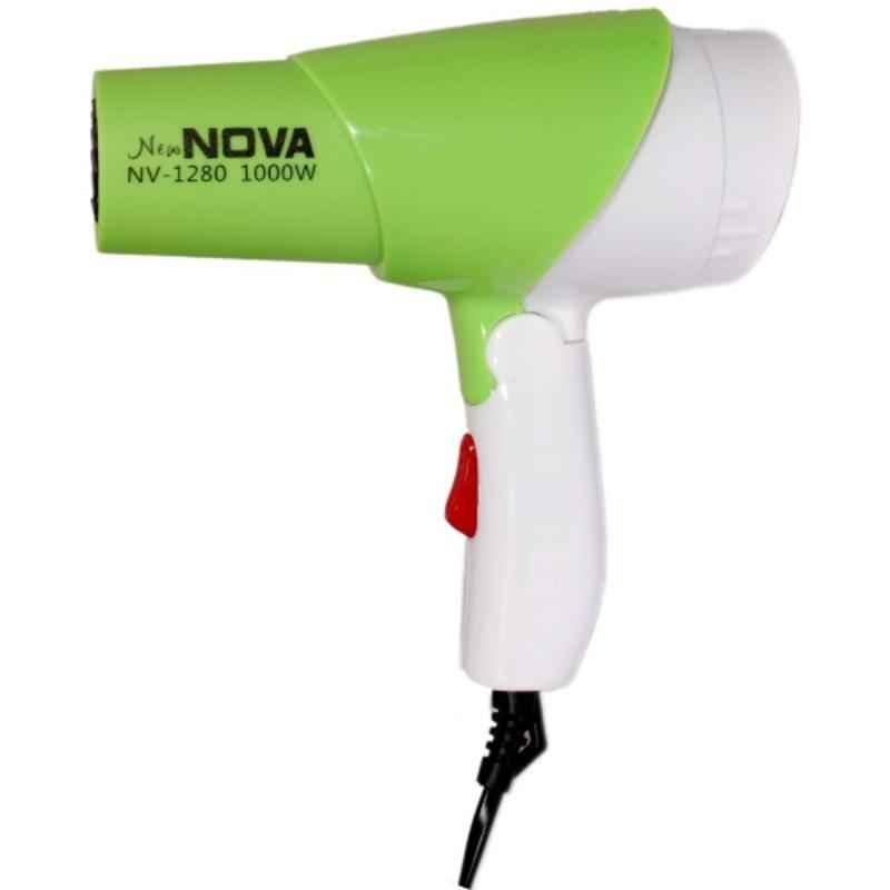 Nova 1280 1000W Green Foldable Hair Dryer (Pack of 2)