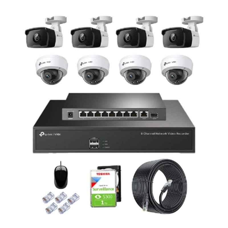 TP-Link VIGI C320I & C220I 2MP Indoor & Outdoor Network IP Combo Kit with 8 Channel NVR, 8 Camera, 10 Port POE Switch, 1TB HDD, D-LINK 100M LAN Cable
