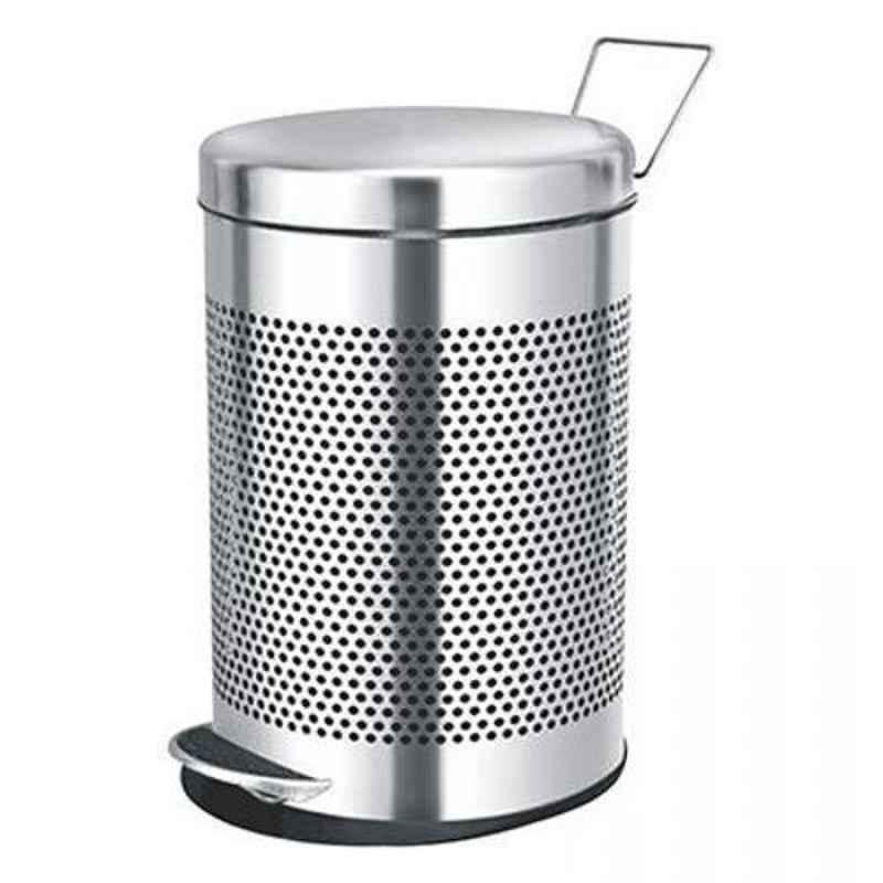 Wellsure Healthcare Stainless Steel Chrome Finish Perforated Waste Bin with Lid & Pedal, WSH-1516