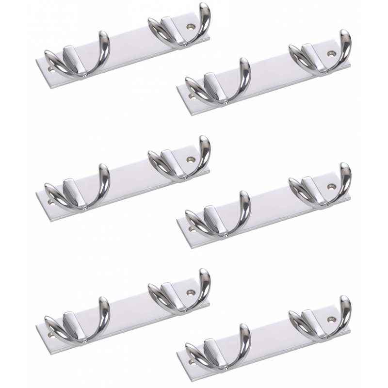 Abyss ABDY-1016 Chrome Finish Stainless Steel Butterfly Multipurpose Hooks (Pack of 6)