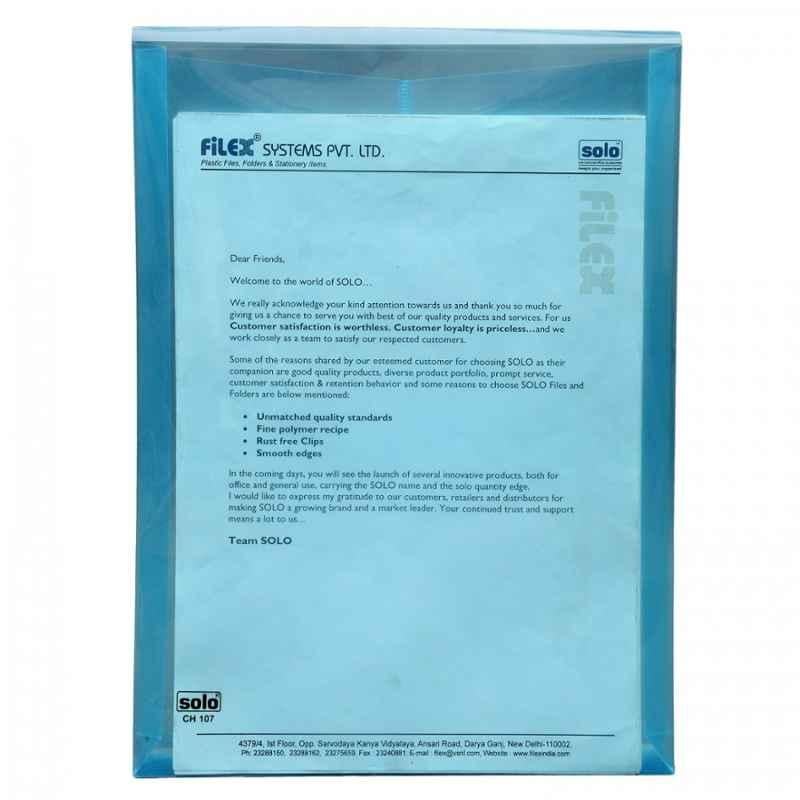 Solo A4 Assorted Expandable Document Envelope with Button Closure, CH 107 (Pack of 100)