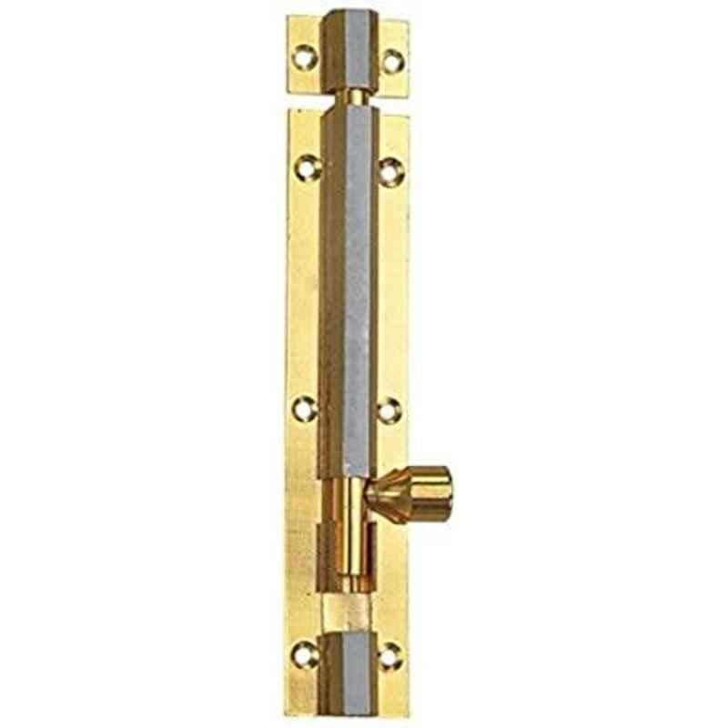 Smart Shophar 4 inch Brass Gold Silver Hex Tower Bolt, SHA10TW-HEX-GS04-P1 (Pack of 6)