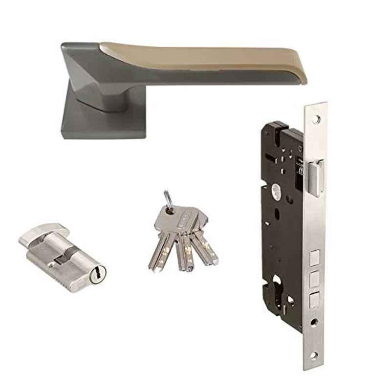 Aquieen MH-506 Black Malleable Mortise Handle Set with 2 Stage Cylindrical Lock & 5 Keys