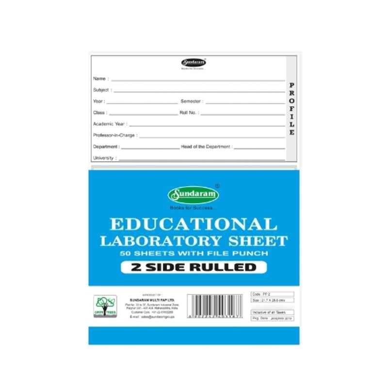 Sundaram 50 Pcs 21.7x28.8cm Two Side Ruled Educational Practical Sheet Packet with File Punch, PP-2 (Pack of 18)