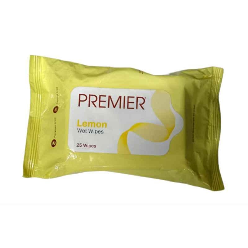 Premier 25 Pcs Alcohol Free Lemon Fragrance Wet Wipes