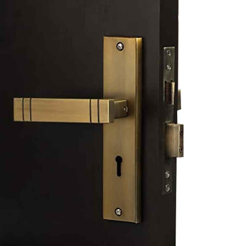 Homexpert Spacio Stainless Steel Antique Brass Finish 6 Lever Heavy Duty Mortise Door Lock Set