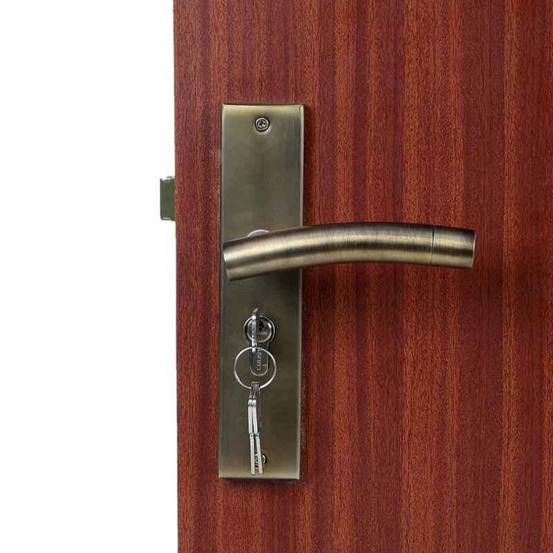 Handle Waala MG-1101 8 inch 60mm Stainless Steel Anitque Brass Finish Both Side Key Cylindrical Plate Mortise Door Lock Set