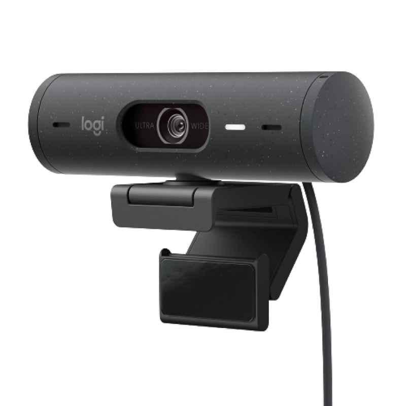 Logitech Brio 500 1080p Graphite Full HD Webcam with with Auto Light Correction, Show Mode & Dual Noise Reduction Mics, â€Ž960-001423