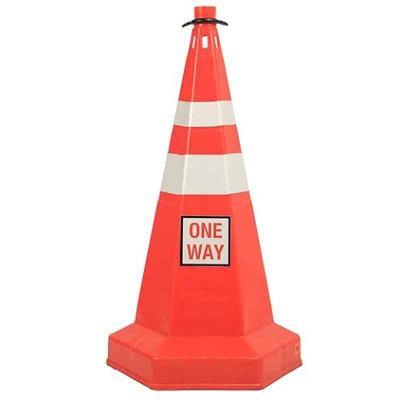 Nilkamal 750mm Rubber Orange Road Traffic Safety Cone with One Way Sign