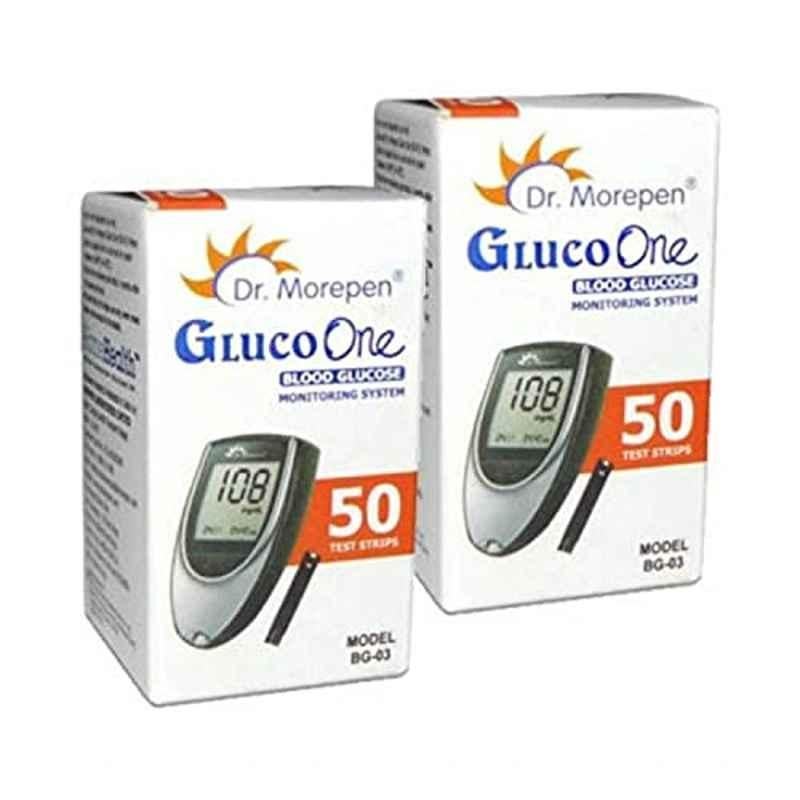 Dr. Morepen 50 Pcs Gluco One BG-03 Multicolor Blood Glucose Test Strips Set (Pack of 2)