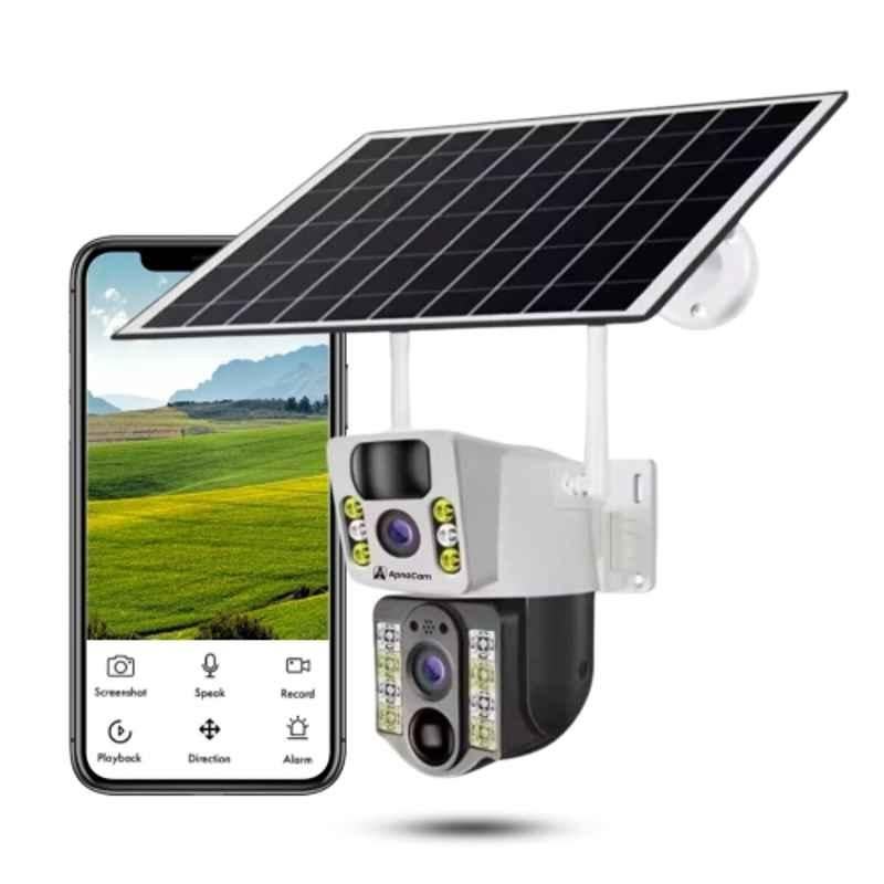 ApnaCam 2MP 4G Solar Powered PTZ Dual Lens SIM Camera with 2 Way Audio, Colour Night Vision, Motion Detect, Waterproof, SD Card Support & Alarm