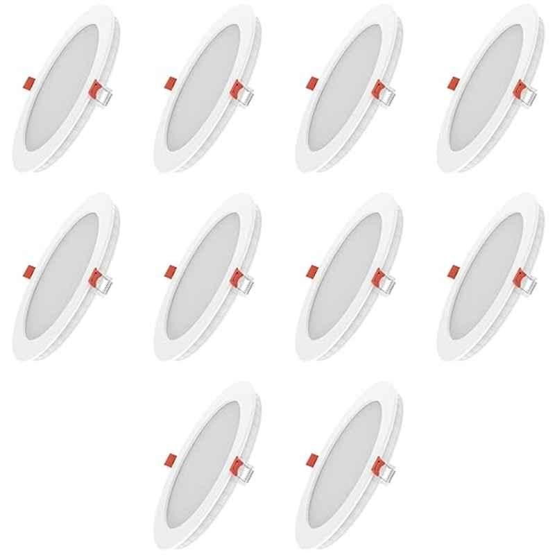 Fybros Faro 6W Polycarbonate Warm White Round LED Panel Light, FLS5056J (Pack of 10)