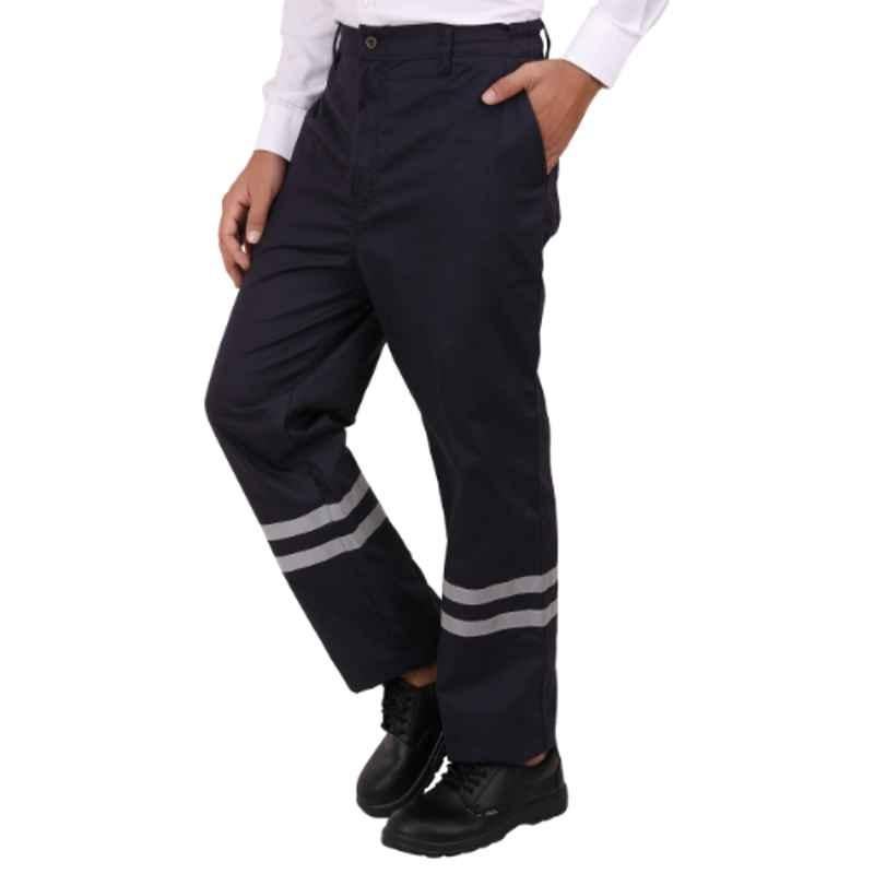 Club Twenty One Workwear Port Flame Cotton Navy Blue Safety Pyrovatex Treated FR Trouser, 3004, Size: L (Pack of 3)