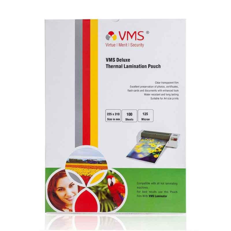 VMS Deluxe 100 Pcs 225x310mm 125 Micron Thermal Lamination Pouches Set for Certificate & Documents, 612522532_1