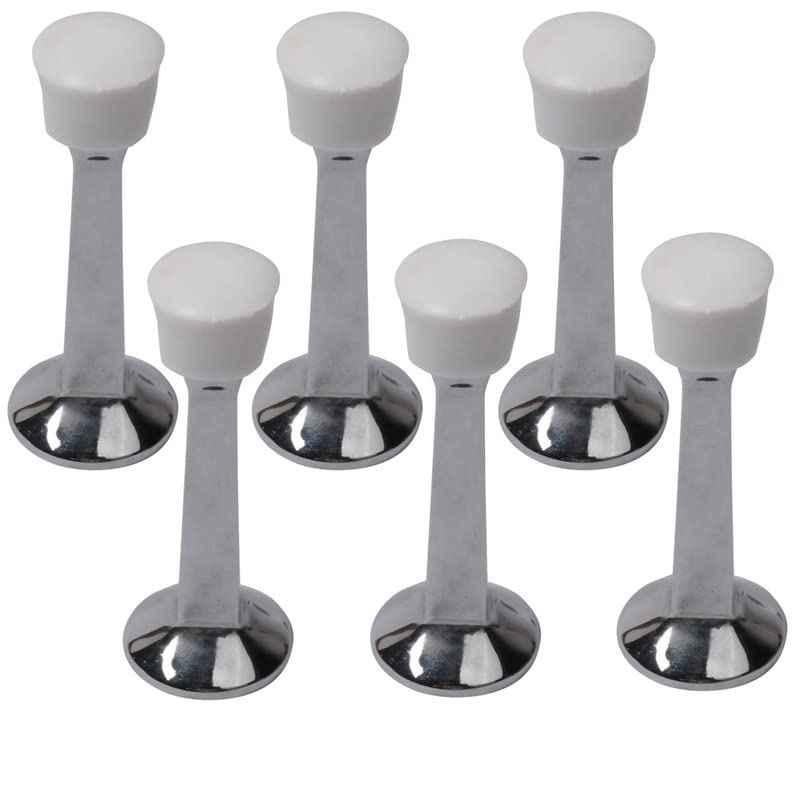 Screwtight 3 inch Zinc Satin Nickel Finish Wall Mounted Round Door Stopper, Z230403SN-6 (Pack of 6)