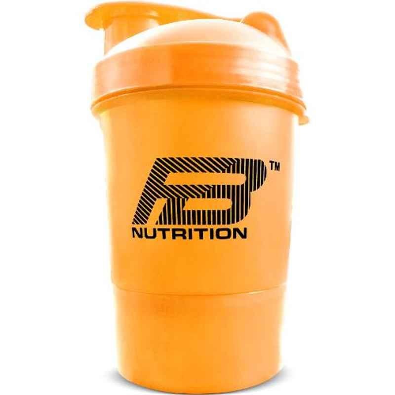 FB Nutrition 500ml Plastic Orange Round Shaker Bottle, FBNSBO0002