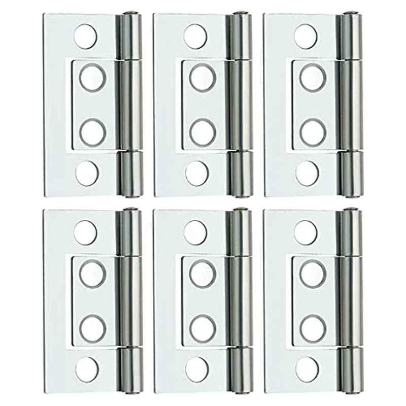 Screwtight 2 inch Iron Chrome Finish Cabinet Flush Hinge, â€ŽS170702CP-6 (Pack of 6)