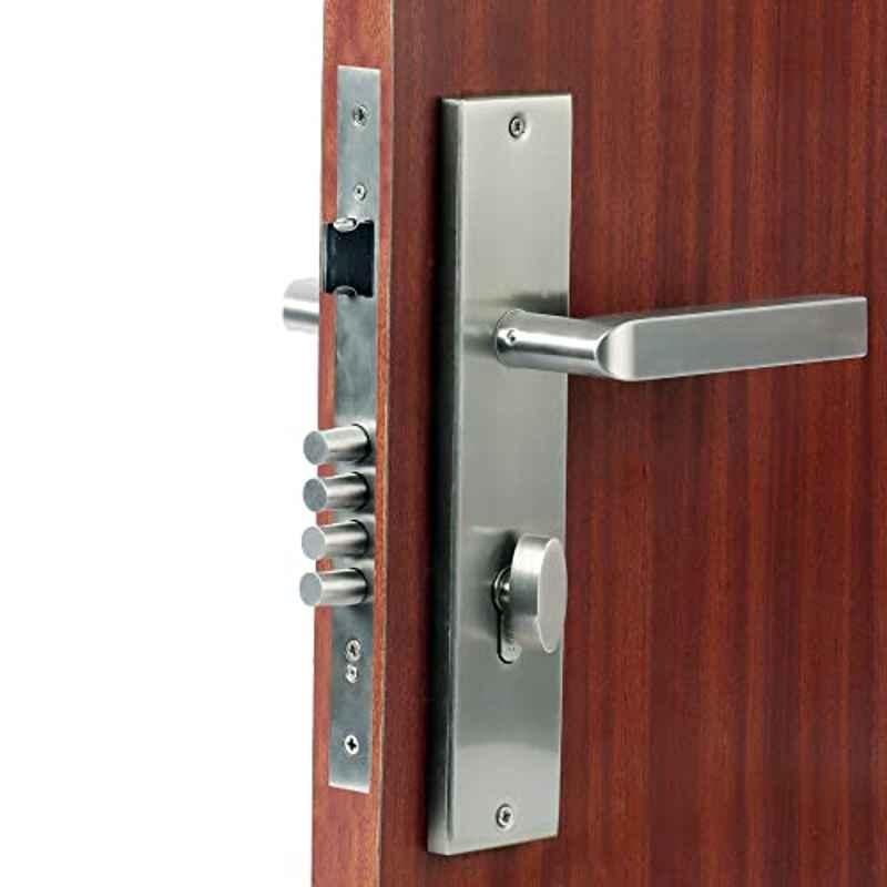 Homexpert MG201 10 inch 60mm Stainless Steel Satin Finish Cylindrical Plate One Side Key Mortise Door Lock Set